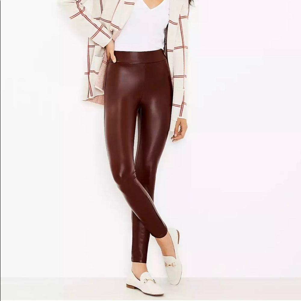 LOFT Rich Bordeaux Faux Leather Legging